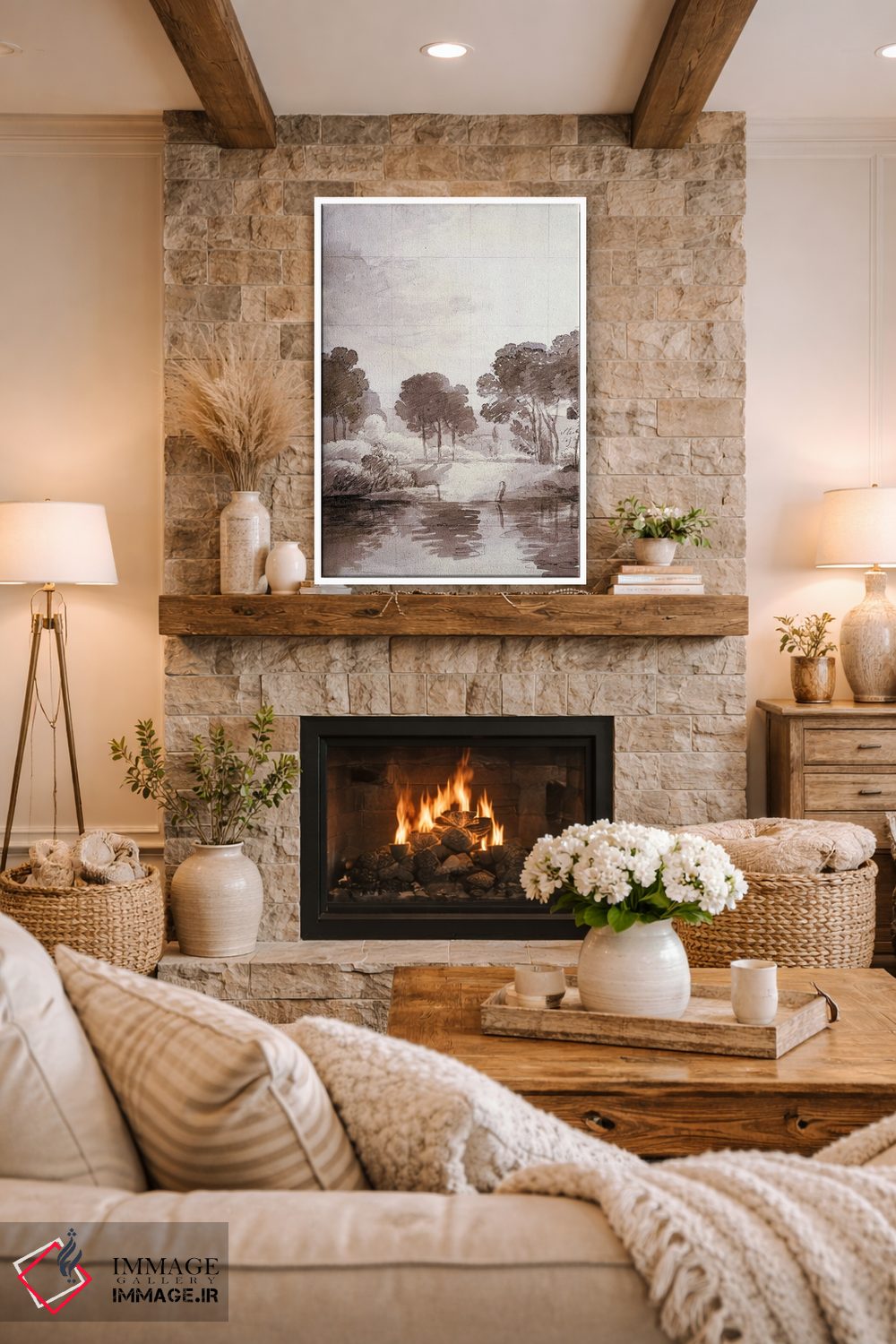 تابلو دکوراتیو حوض پاییزی ۱ اثر جکی ون توبل - D1W