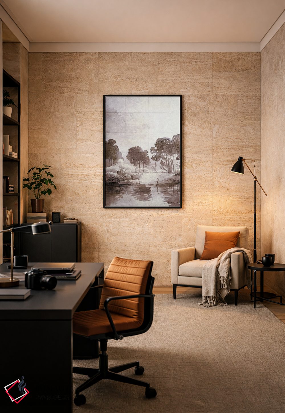 تابلو دکوراتیو حوض پاییزی ۱ اثر جکی ون توبل - D6B