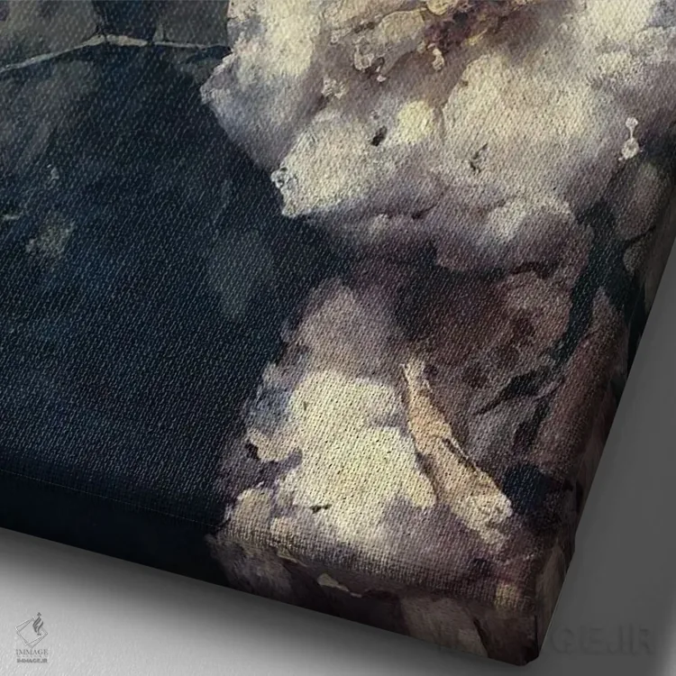 تابلو انتزاعی خیال پردازی گیاهی اثر جکی ون توبل - نمای نزدیک بافت بوم