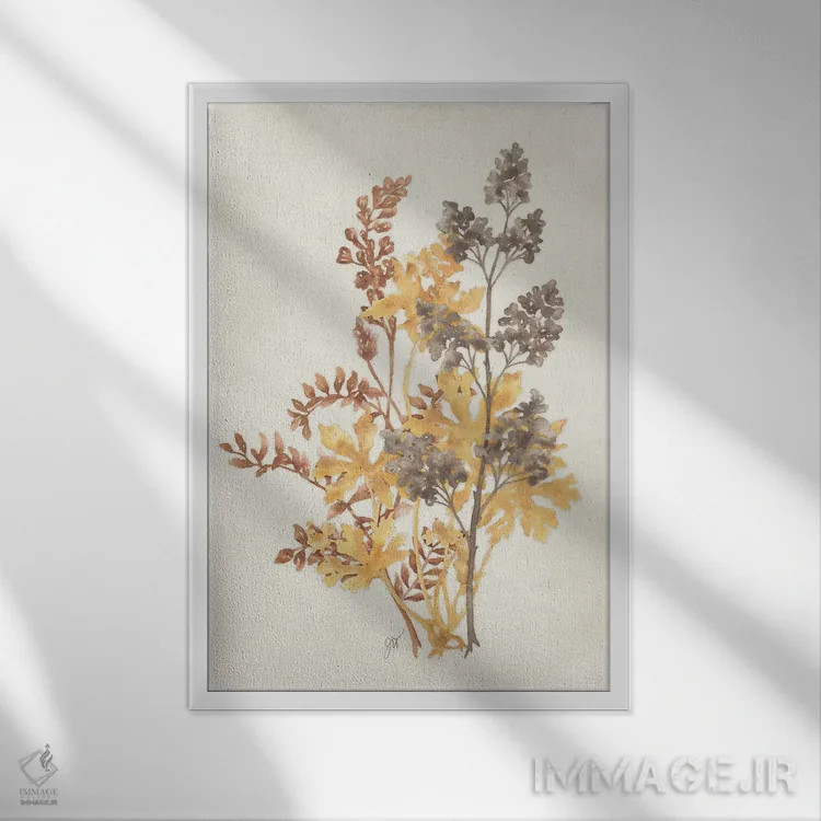 تابلو دکوراتیو سایه گیاهی ۳ اثر جکی ون توبل - نمای قابدار سفید