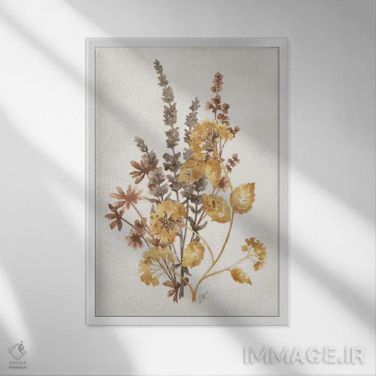 تابلو دکوراتیو سایه گیاهی ۱ اثر جکی ون توبل - نمای قابدار سفید