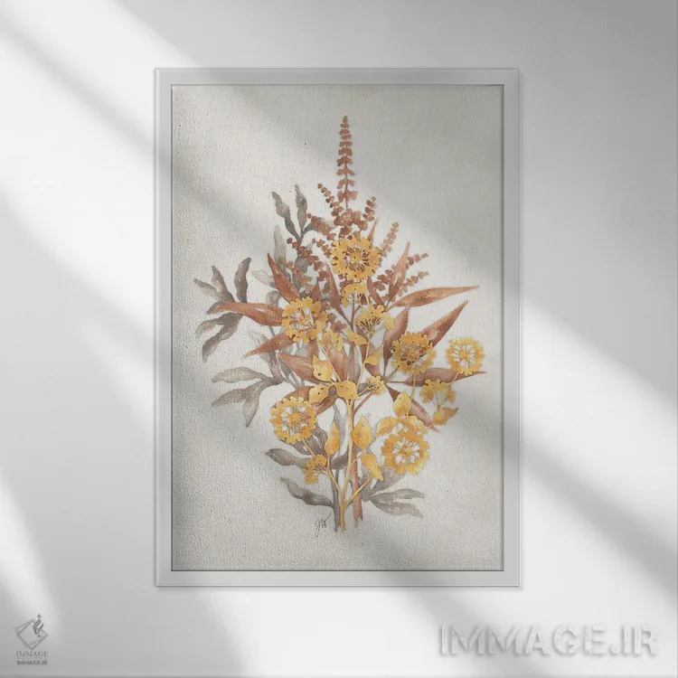 تابلو دکوراتیو سایه گیاهی ۲ اثر جکی ون توبل - نمای قابدار سفید