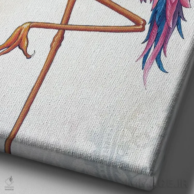 تابلو دکوراتیو فلامینگو اثر جکی ون توبل - نمای نزدیک بافت بوم