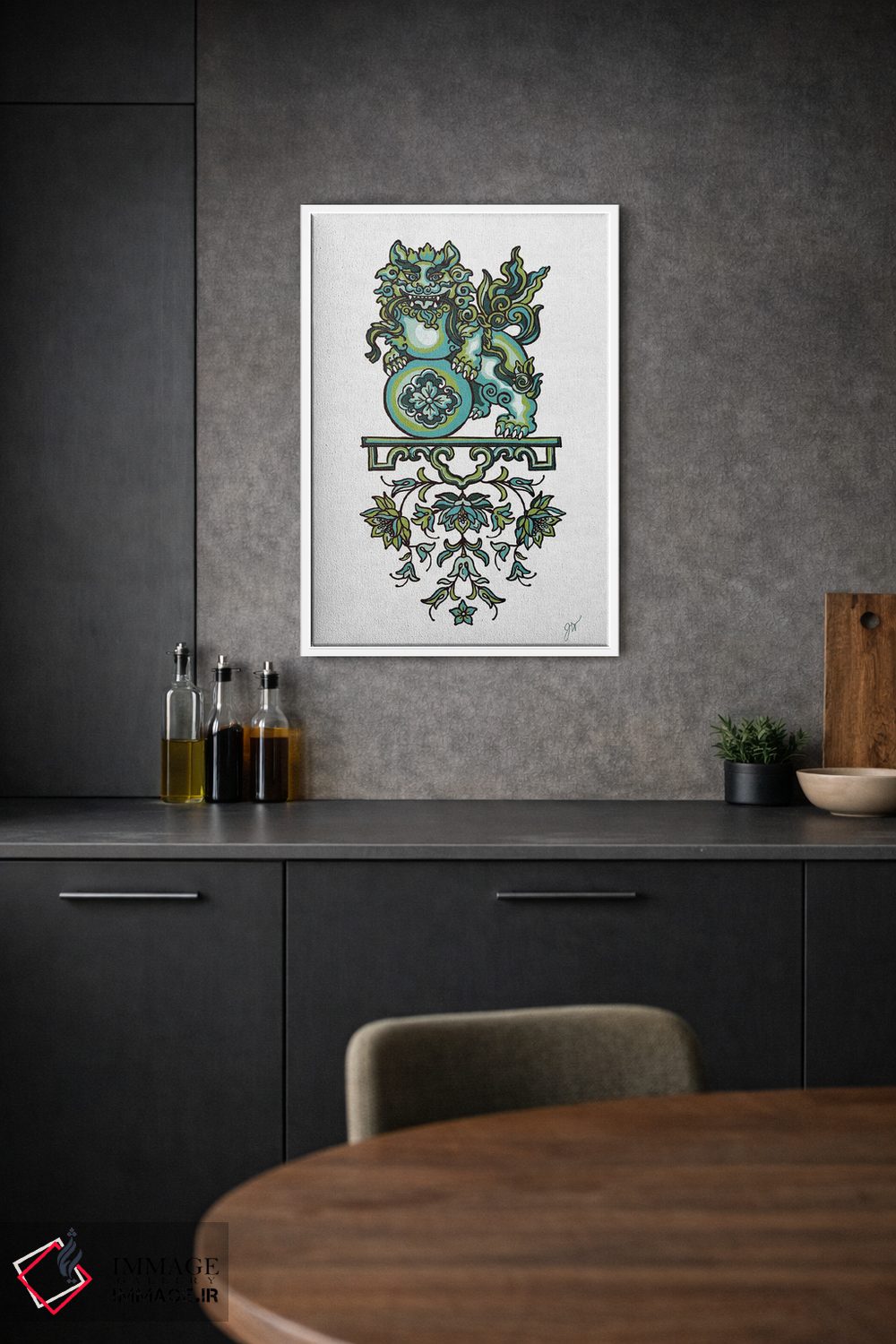 تابلو دکوراتیو پودل فو مان I اثر جکی ون توبل - D1W