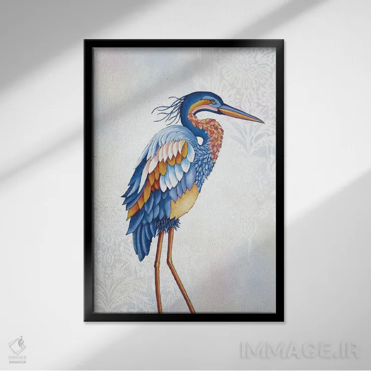 تابلو دکوراتیو حواصیل اثر جکی ون توبل - نمای قابدار مشکی