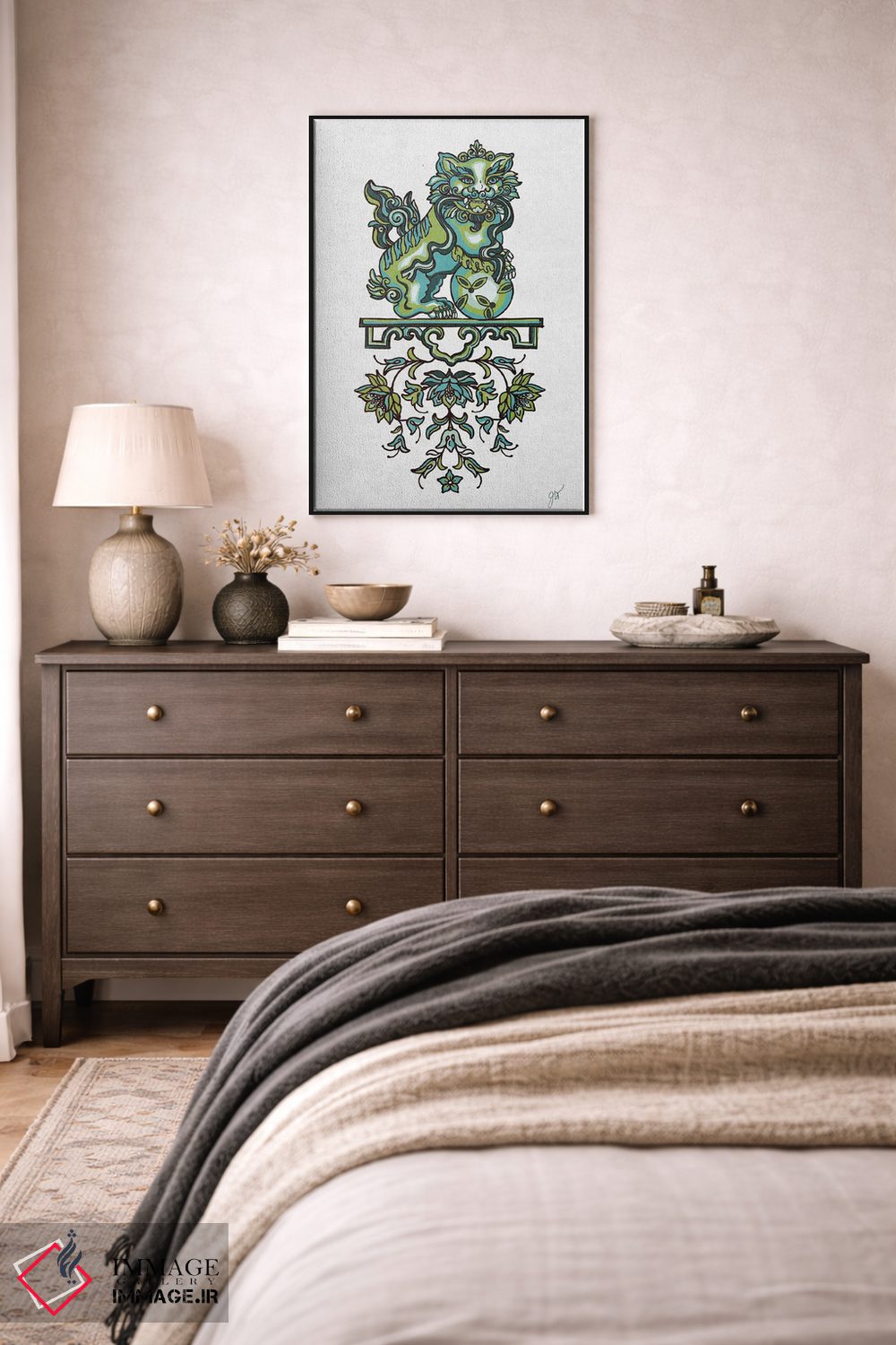 تابلو دکوراتیو پودل فو مان II اثر جکی ون توبل - D3B