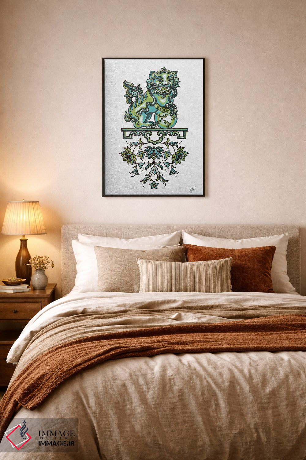 تابلو دکوراتیو پودل فو مان II اثر جکی ون توبل - D5B