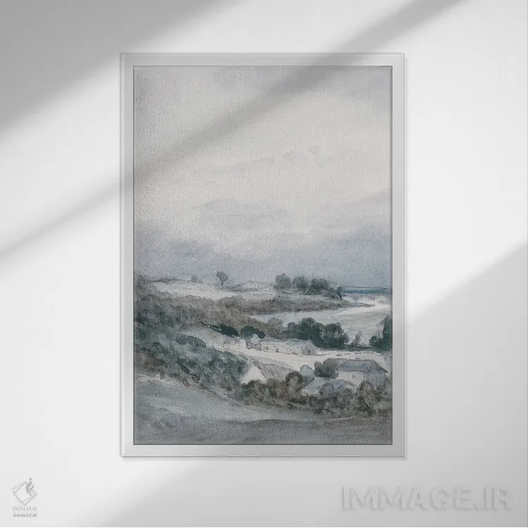 تابلو انتزاعی مه صبحگاهی I اثر جکی ون توبل - نمای قابدار سفید