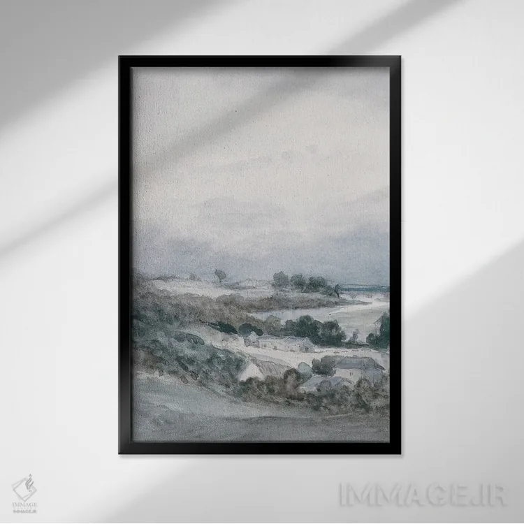 تابلو انتزاعی مه صبحگاهی I اثر جکی ون توبل - نمای قابدار مشکی