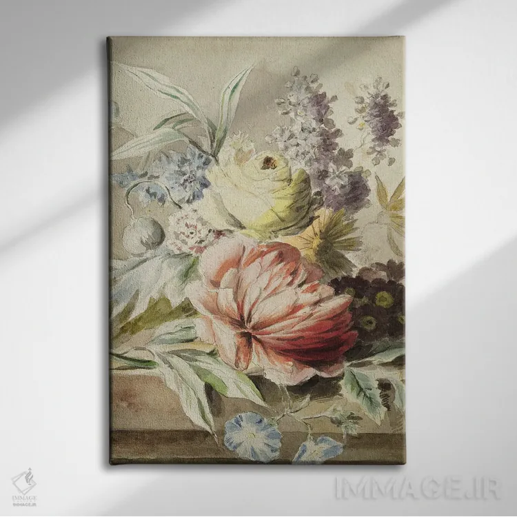 تابلو مدرن گل فروش اثر جکی ون توبل - نمای روبهرو روی دیوار