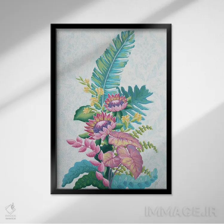 تابلو دکوراتیو تروپیکانا I اثر جکی ون توبل - نمای قابدار مشکی