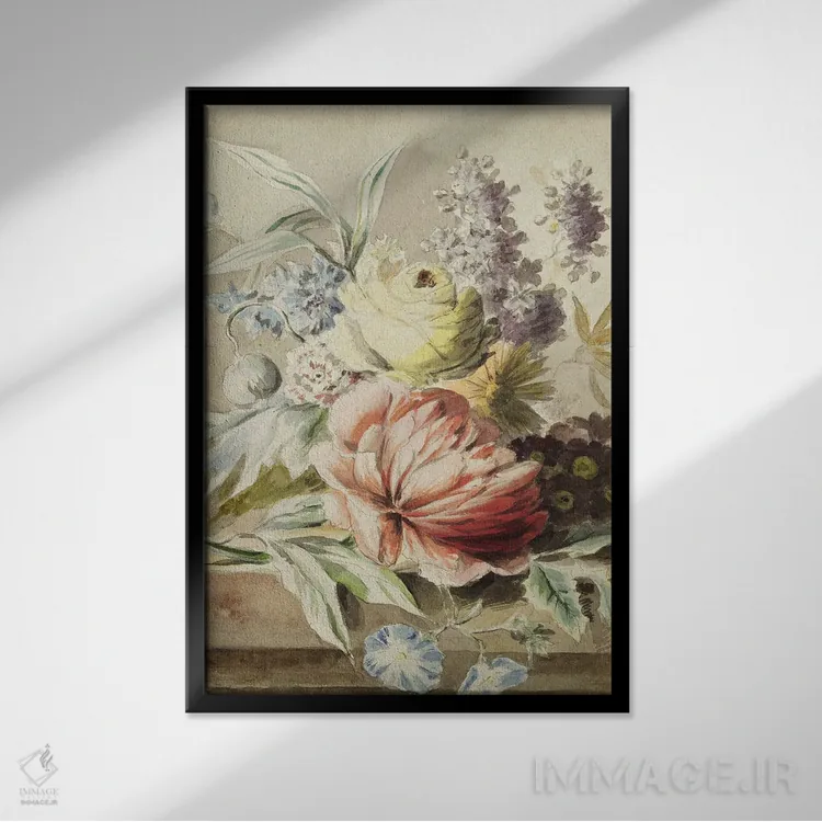 تابلو مدرن گل فروش اثر جکی ون توبل - نمای قابدار مشکی