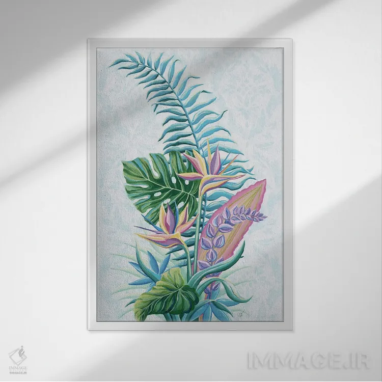 تابلو دکوراتیو تروپیکانا II اثر جکی ون توبل - نمای قابدار سفید