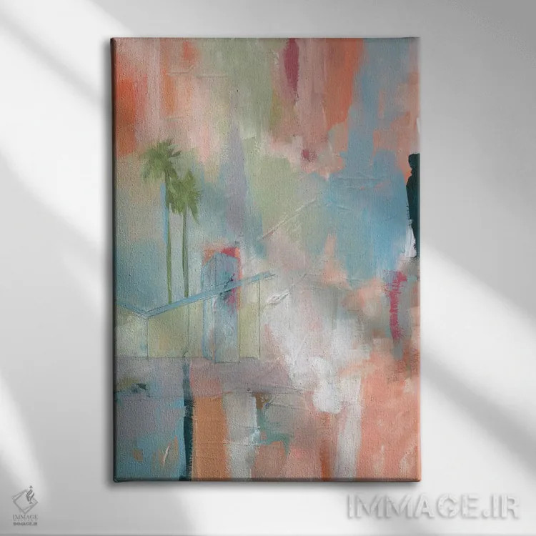 تابلو انتزاعی زندگی در صحرا II اثر یان وایس - نمای روبهرو روی دیوار