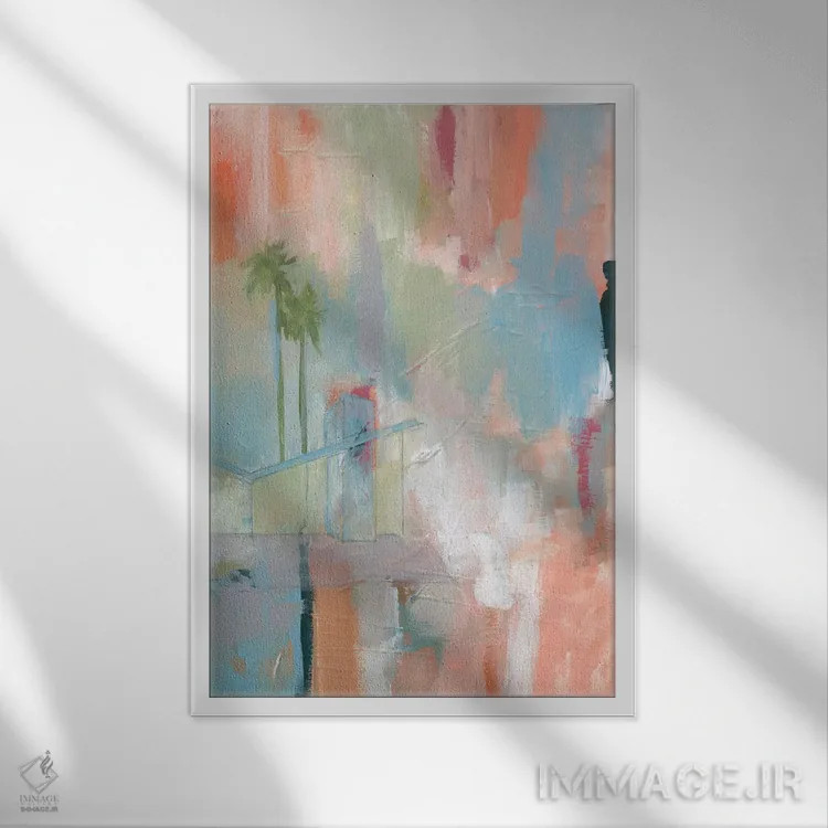 تابلو انتزاعی زندگی در صحرا II اثر یان وایس - نمای قابدار سفید