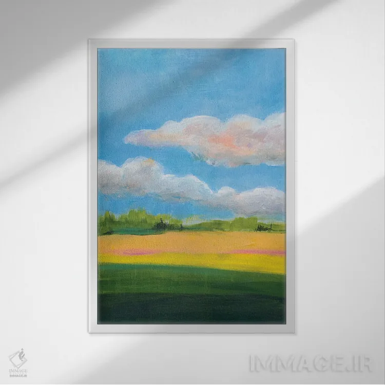 تابلو دکوراتیو زیر آسمان ابری I اثر یان وایس - نمای قابدار سفید