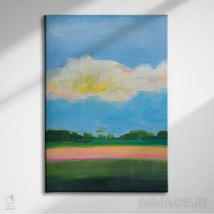 تابلو دکوراتیو زیر آسمان ابری II اثر یان وایس - نمای روبهرو روی دیوار