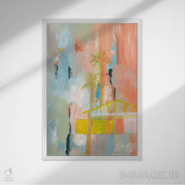 تابلو انتزاعی زندگی در صحرا I اثر یان وایس - نمای قابدار سفید