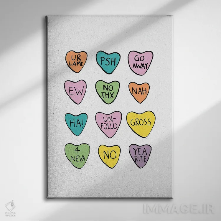 تابلو مینیمال ضد قلب اثر جولیا والک - نمای روبهرو روی دیوار