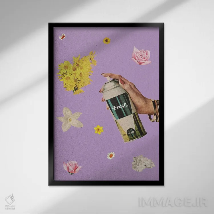 تابلو دکوراتیو خانه تکانی بهاری اثر جولیا والک - نمای قابدار مشکی