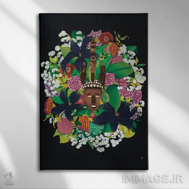 تابلو دکوراتیو سوسن سیاه اثر جنیفر وارن - نمای روبهرو روی دیوار