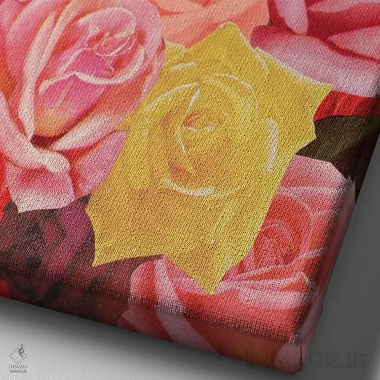 تابلو دکوراتیو بستر گل اثر جولیا والک - نمای نزدیک بافت بوم