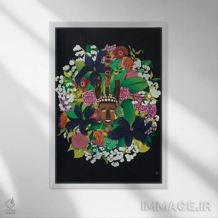 تابلو دکوراتیو سوسن سیاه اثر جنیفر وارن - نمای قابدار سفید