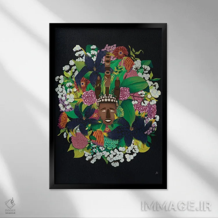 تابلو دکوراتیو سوسن سیاه اثر جنیفر وارن - نمای قابدار مشکی