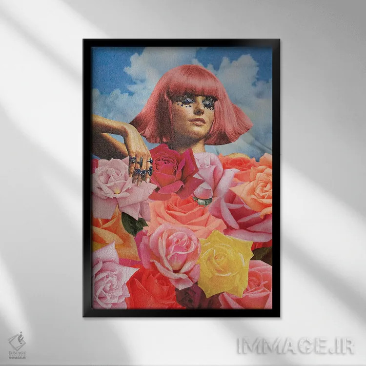 تابلو دکوراتیو بستر گل اثر جولیا والک - نمای قابدار مشکی