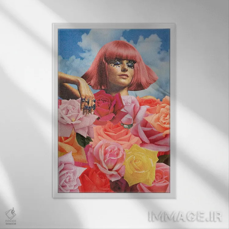 تابلو دکوراتیو بستر گل اثر جولیا والک - نمای قابدار سفید