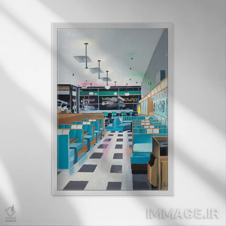 تابلو دکوراتیو داروخانه برنت اثر جنیفر وارن - نمای قابدار سفید