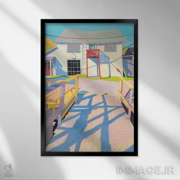 تابلو دکوراتیو کلبه هنری ماهیگیرها اثر جاستین شال - نمای قابدار مشکی