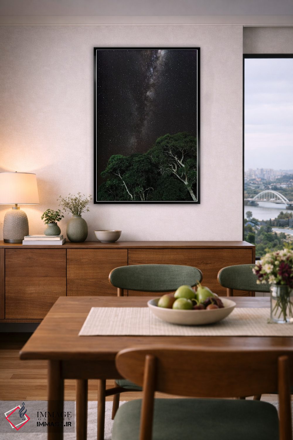 تابلو دکوراتیو Brazil,درختی با نقاشی نوری در پیش زمینه و کهکشان راه شیری در… اثر جیمز وایت - D6B