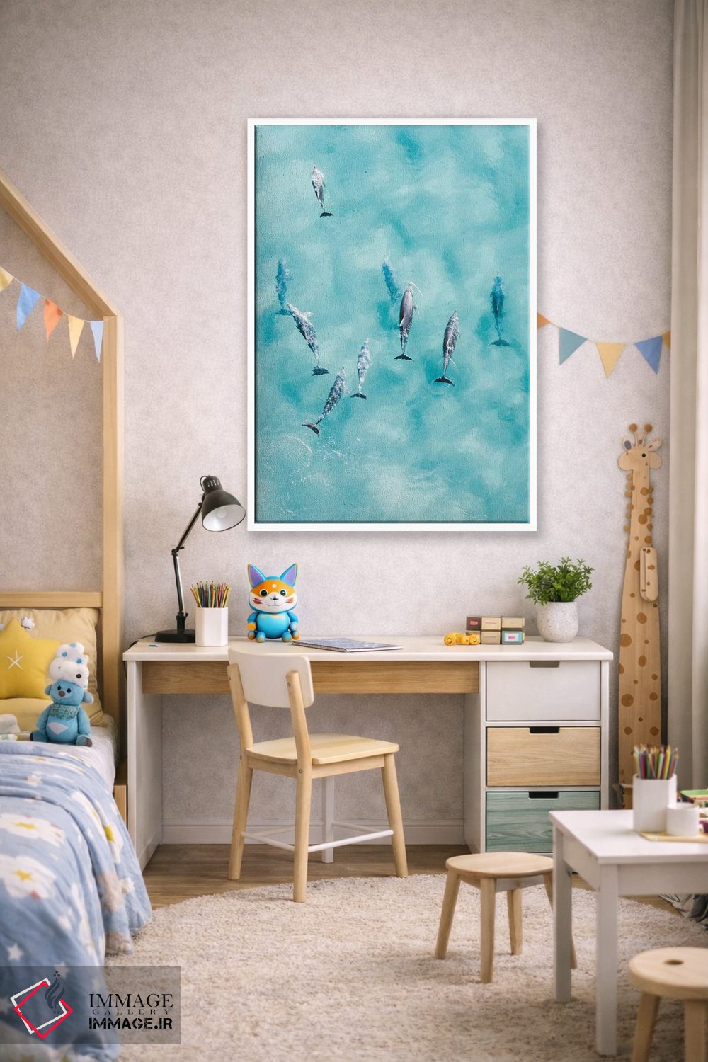 تابلو دکوراتیو دلفین های آرام اثر جکسون رابرتز - D1W