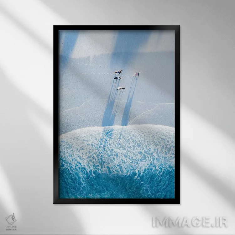 تابلو دکوراتیو اسب ها در ساحل اثر جکسون رابرتز - نمای قابدار مشکی