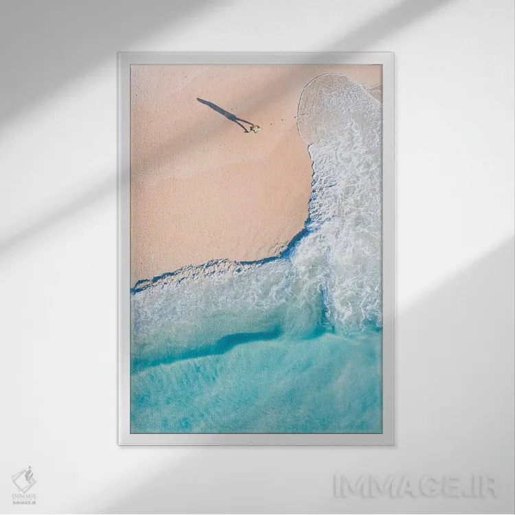 تابلو دکوراتیو خط ساحلی غروب شماره سه اثر جکسون رابرتز - نمای قابدار سفید