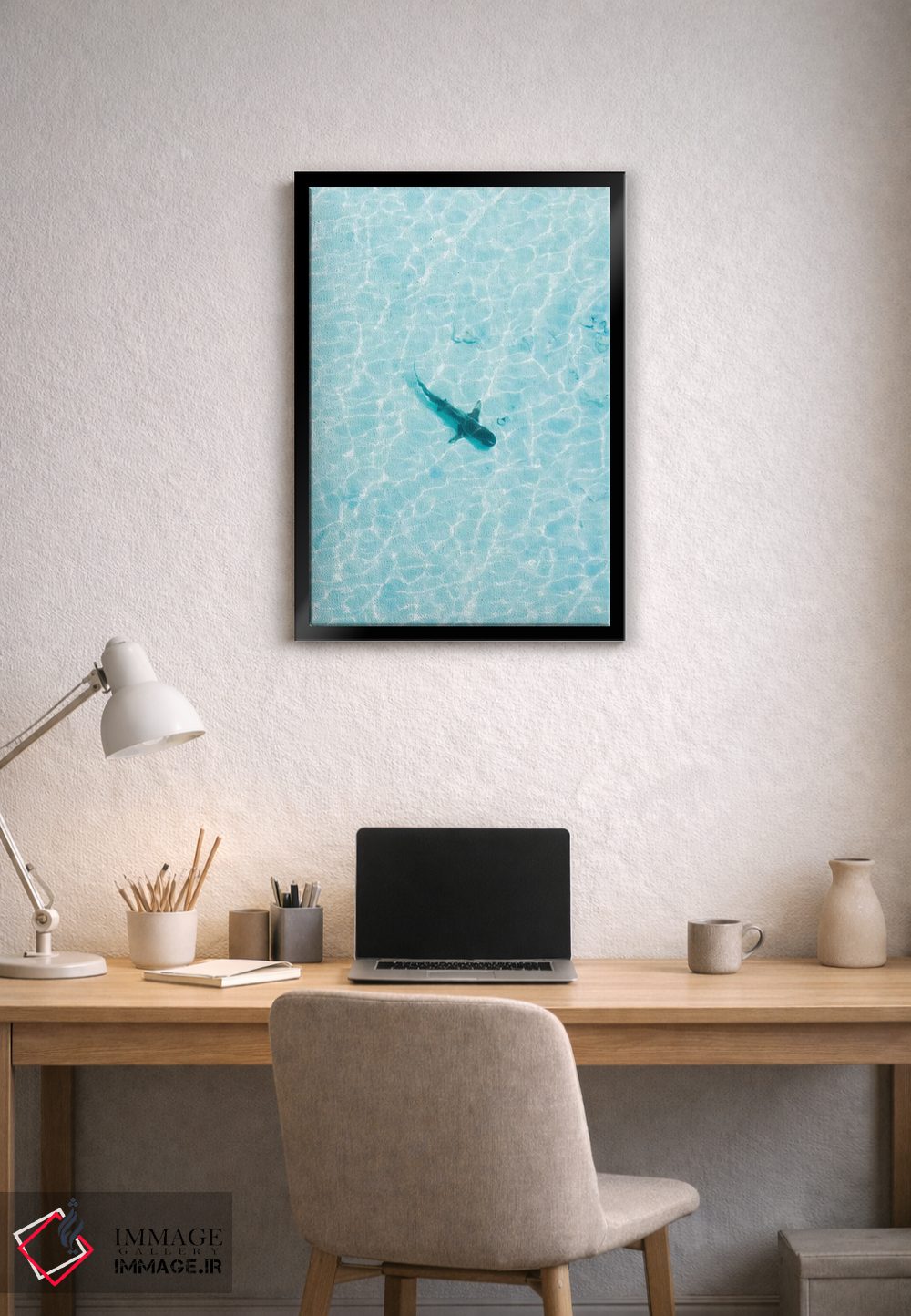 تابلو دکوراتیو کوسه در آب های کم عمق اثر جکسون رابرتز - D2B