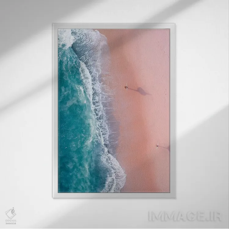 تابلو دکوراتیو موج سواران در غروب اثر جکسون رابرتز - نمای قابدار سفید