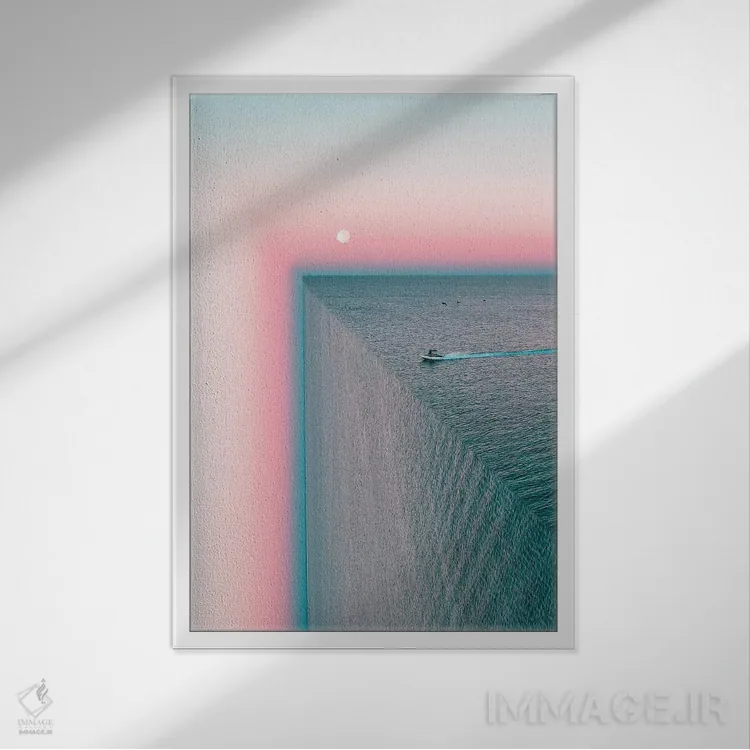 تابلو دکوراتیو لبه دنیا شماره یک اثر جکسون رابرتز - نمای قابدار سفید