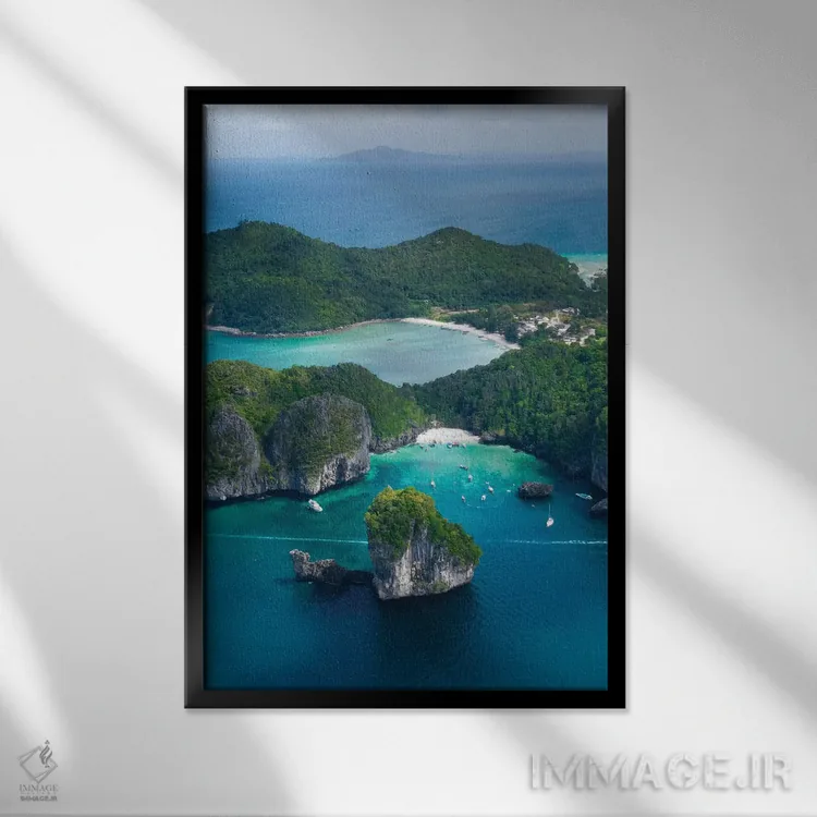 تابلو دکوراتیو جزایر فی فی شماره دو اثر جکسون رابرتز - نمای قابدار مشکی