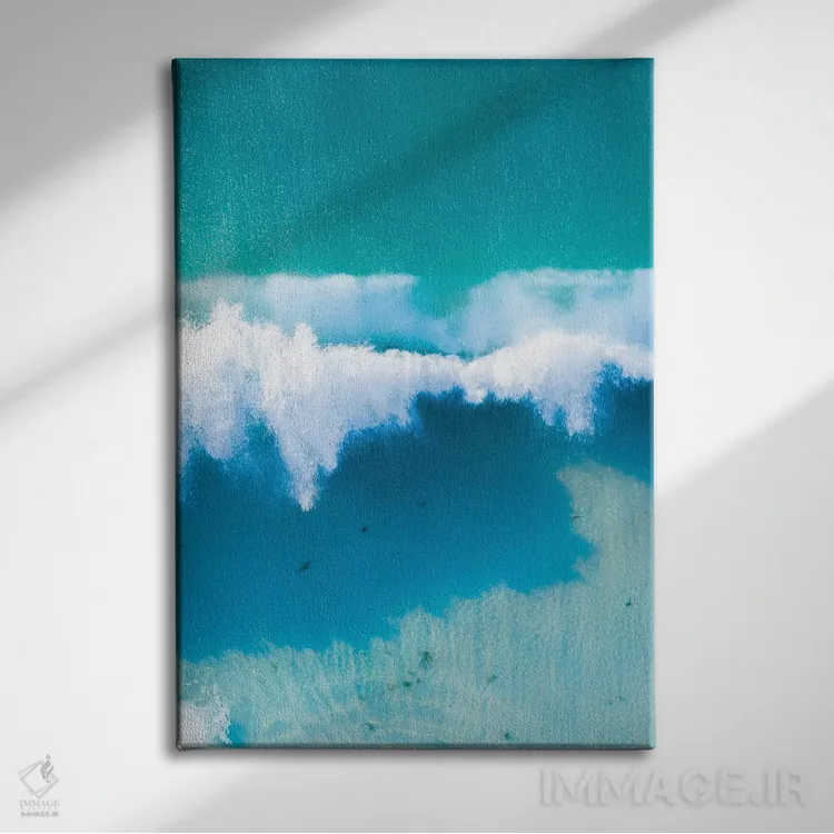 تابلو دکوراتیو امواج فیروزه ای اثر جکسون رابرتز - نمای روبهرو روی دیوار