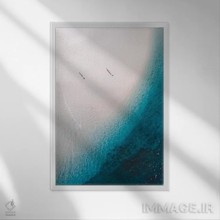 تابلو دکوراتیو خلیج فیروزه ای اثر جکسون رابرتز - نمای قابدار سفید