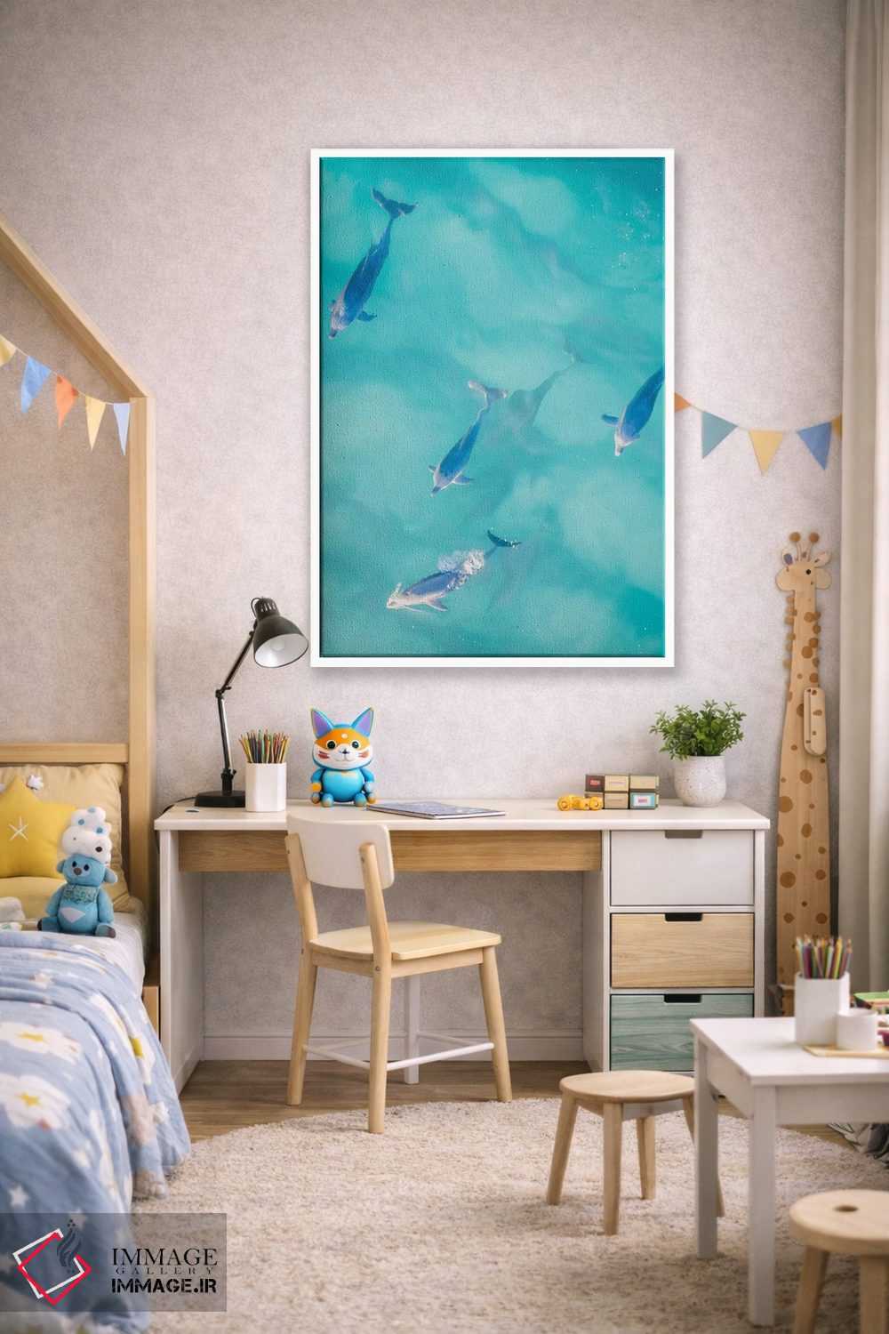 تابلو دکوراتیو دلفین های آرام شماره یک اثر جکسون رابرتز - D1W