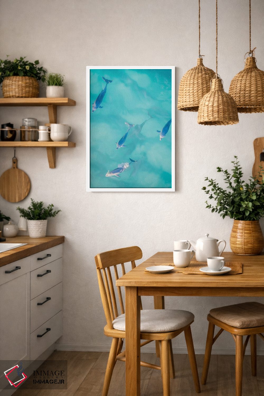 تابلو دکوراتیو دلفین های آرام شماره یک اثر جکسون رابرتز - D3W