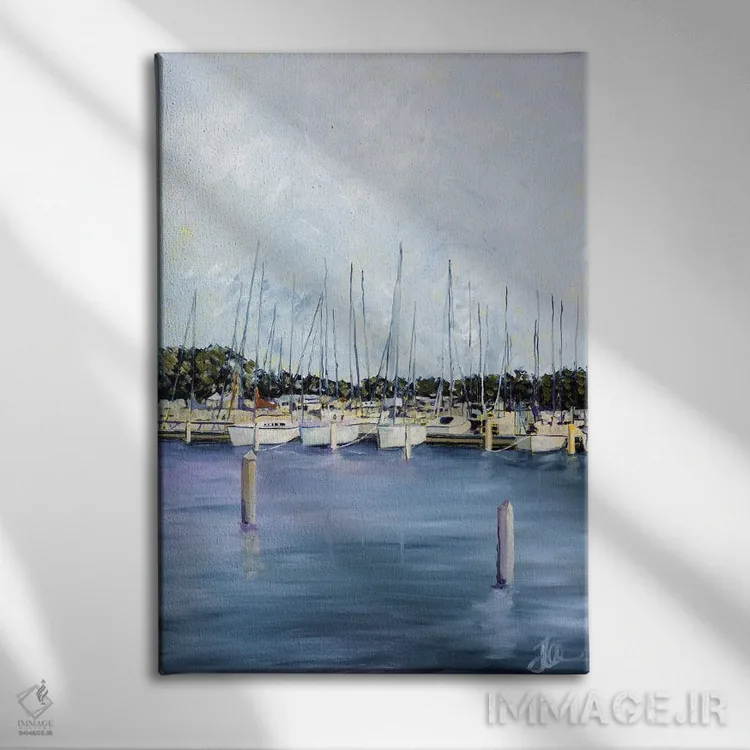 تابلو انتزاعی چهارشنبه ها در کنار دریاچه هفنر اثر جنی لی - نمای روبهرو روی دیوار