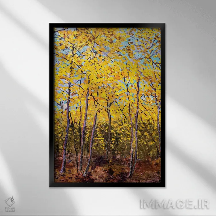 تابلو انتزاعی زرد ملایم اثر جنی لی - نمای قابدار مشکی