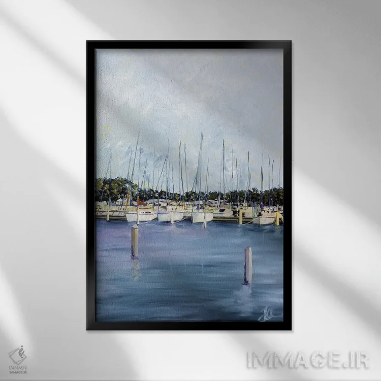 تابلو انتزاعی چهارشنبه ها در کنار دریاچه هفنر اثر جنی لی - نمای قابدار مشکی