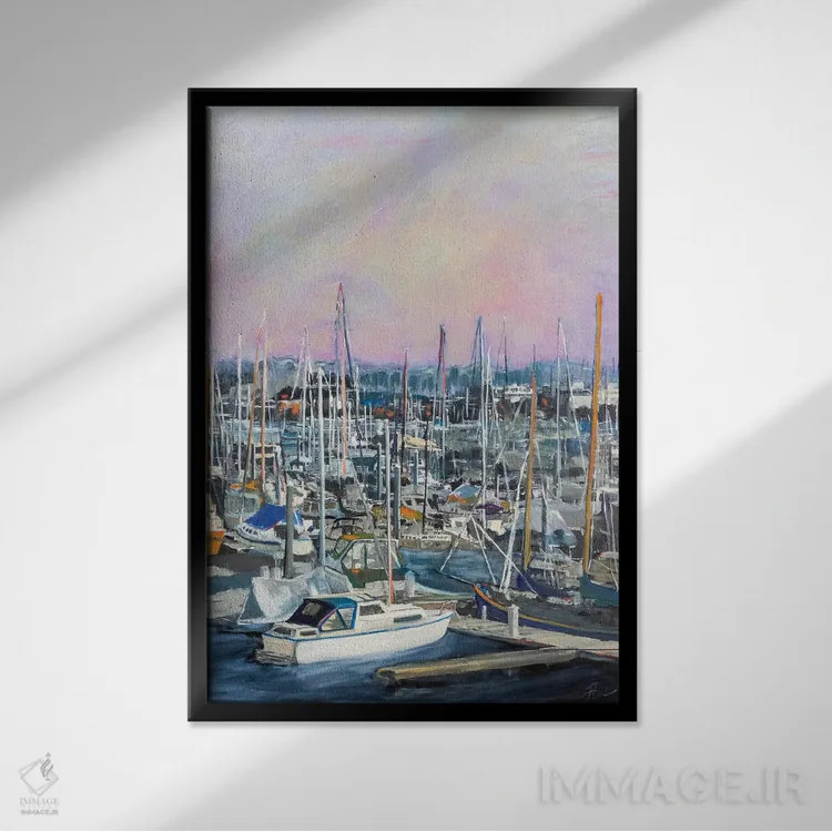 تابلو انتزاعی ناقوس کلیسا اثر جنی لی - نمای قابدار مشکی