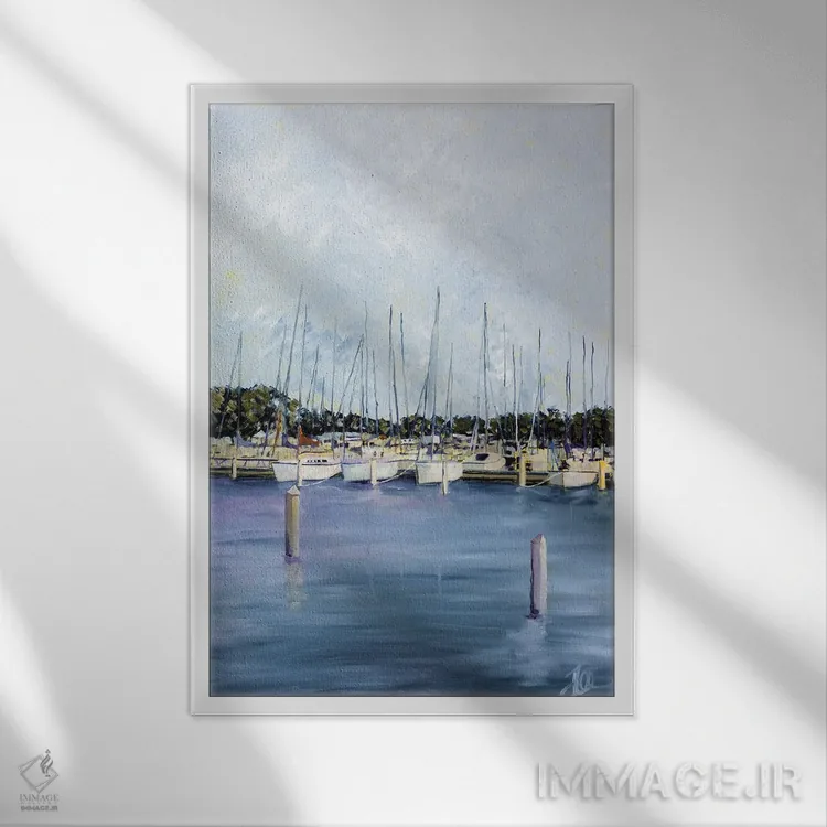 تابلو انتزاعی چهارشنبه ها در کنار دریاچه هفنر اثر جنی لی - نمای قابدار سفید