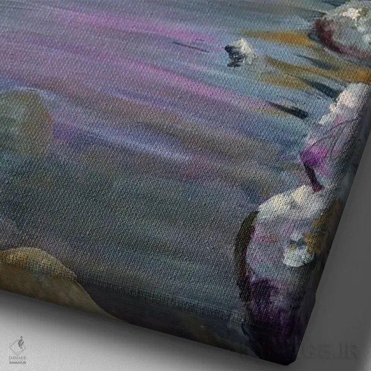 تابلو انتزاعی غروب در ویکیتاها اثر جنی لی - نمای نزدیک بافت بوم